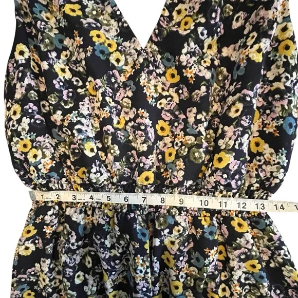 Cupcakes & Cashmere Navy Floral Shoulder Tie Meadow Romper Romantic Feminine - Picture 12 of 15